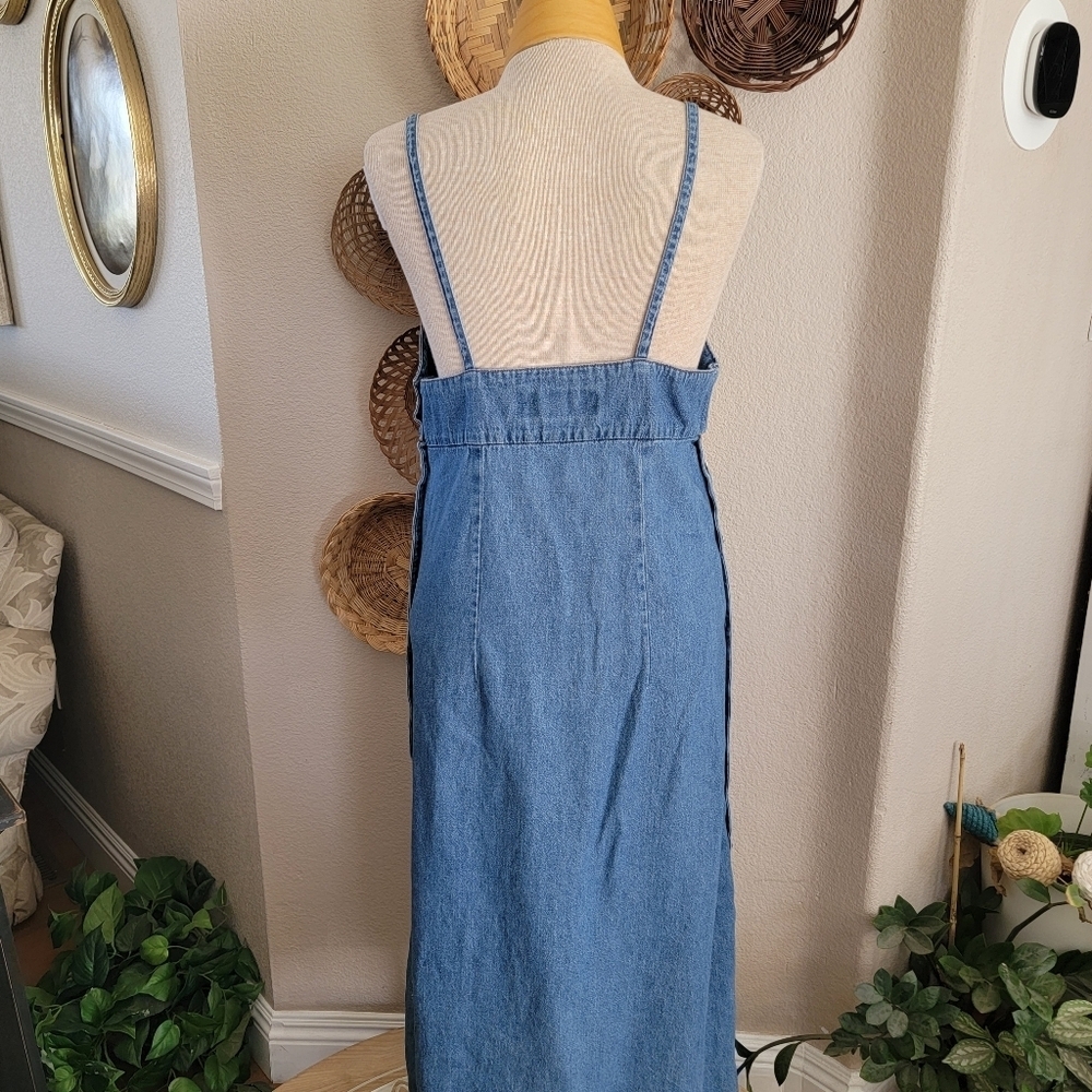 Kalifornia 90s Y2K Vintage Blue Denim Maxi Dress Sz 11/12 - Picture 4 of 8
